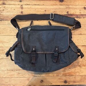 Stylish Dark Gray and Brown Canvas Messenger Bag